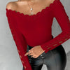2023 Autumn Winter Spring New Fashion Casual Sexy Blouses Off Shoulder Hollow Out Lace Top Female Clothing TShirts Pullover Tops - MAGUSTA BEAUTY