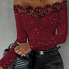 2023 Autumn Winter Spring New Fashion Casual Sexy Blouses Off Shoulder Hollow Out Lace Top Female Clothing TShirts Pullover Tops - MAGUSTA BEAUTY