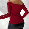 2023 Autumn Winter Spring New Fashion Casual Sexy Blouses Off Shoulder Hollow Out Lace Top Female Clothing TShirts Pullover Tops - MAGUSTA BEAUTY