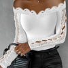 2023 Autumn Winter Spring New Fashion Casual Sexy Blouses Off Shoulder Hollow Out Lace Top Female Clothing TShirts Pullover Tops - MAGUSTA BEAUTY