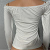 2023 Autumn Winter Spring New Fashion Casual Sexy Blouses Off Shoulder Hollow Out Lace Top Female Clothing TShirts Pullover Tops - MAGUSTA BEAUTY
