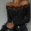 2023 Autumn Winter Spring New Fashion Casual Sexy Blouses Off Shoulder Hollow Out Lace Top Female Clothing TShirts Pullover Tops - MAGUSTA BEAUTY