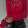 2023 Autumn Winter Spring New Fashion Casual Sexy Blouses Off Shoulder Hollow Out Lace Top Female Clothing TShirts Pullover Tops - MAGUSTA BEAUTY