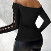 2023 Autumn Winter Spring New Fashion Casual Sexy Blouses Off Shoulder Hollow Out Lace Top Female Clothing TShirts Pullover Tops - MAGUSTA BEAUTY