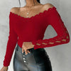 2023 Autumn Winter Spring New Fashion Casual Sexy Blouses Off Shoulder Hollow Out Lace Top Female Clothing TShirts Pullover Tops - MAGUSTA BEAUTY