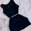 2023 Streetwear Knit 2 Two Piece Dress Sets Skirts Crop Tops Mini Skirt Matching Orange Drawstring Black Skirts Dress Suits - MAGUSTA BEAUTY