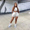 2023 Streetwear Knit 2 Two Piece Dress Sets Skirts Crop Tops Mini Skirt Matching Orange Drawstring Black Skirts Dress Suits - MAGUSTA BEAUTY