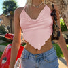 2023 Women Sexy Retro Crop Tops Purple Halter Backless Corset Tops Summer Sleeveless Tie Up Camisoles Wrap Bust Vest Y2k Clothes - MAGUSTA BEAUTY