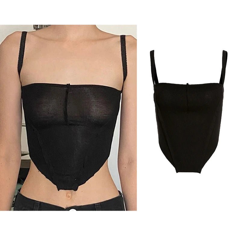 2023 Women's Summer Crop Tops Sexy Hollow Tank Tops Brown Bras Seamless Underwear Slim Sleeveless Tube Tops Y2K Club Party Camis - MAGUSTA BEAUTY