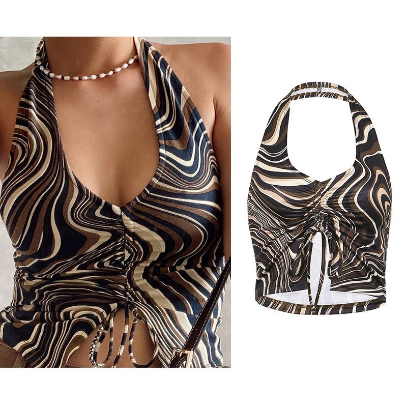 2023 Women's Summer Crop Tops Sexy Hollow Tank Tops Brown Bras Seamless Underwear Slim Sleeveless Tube Tops Y2K Club Party Camis - MAGUSTA BEAUTY