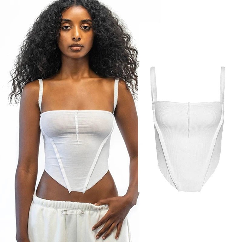 2023 Women's Summer Crop Tops Sexy Hollow Tank Tops Brown Bras Seamless Underwear Slim Sleeveless Tube Tops Y2K Club Party Camis - MAGUSTA BEAUTY