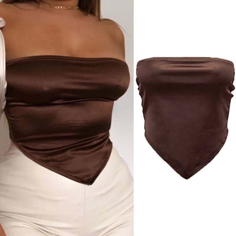 2023 Women's Summer Crop Tops Sexy Hollow Tank Tops Brown Bras Seamless Underwear Slim Sleeveless Tube Tops Y2K Club Party Camis - MAGUSTA BEAUTY