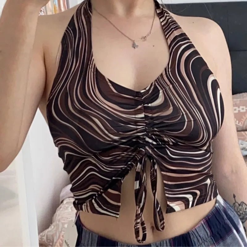 2023 Women's Summer Crop Tops Sexy Hollow Tank Tops Brown Bras Seamless Underwear Slim Sleeveless Tube Tops Y2K Club Party Camis - MAGUSTA BEAUTY