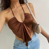 2023 Women's Summer Crop Tops Sexy Hollow Tank Tops Brown Bras Seamless Underwear Slim Sleeveless Tube Tops Y2K Club Party Camis - MAGUSTA BEAUTY