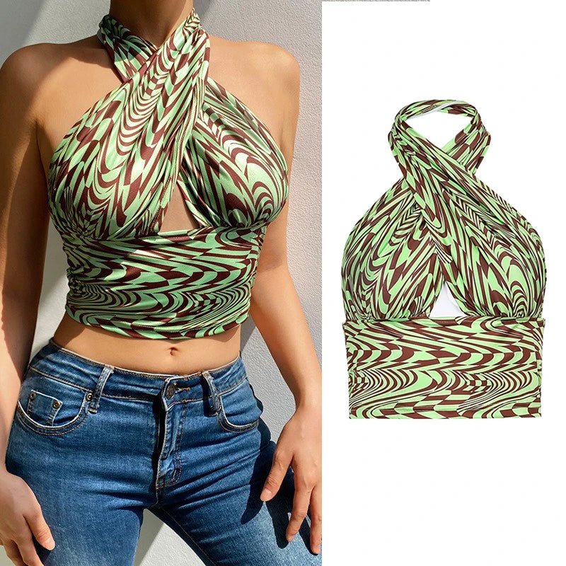 2023 Women's Summer Crop Tops Sexy Hollow Tank Tops Brown Bras Seamless Underwear Slim Sleeveless Tube Tops Y2K Club Party Camis - MAGUSTA BEAUTY