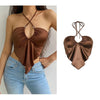 2023 Women's Summer Crop Tops Sexy Hollow Tank Tops Brown Bras Seamless Underwear Slim Sleeveless Tube Tops Y2K Club Party Camis - MAGUSTA BEAUTY