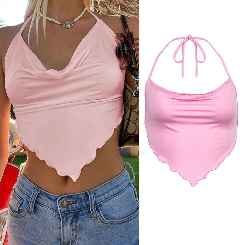 2023 Women's Summer Crop Tops Sexy Hollow Tank Tops Brown Bras Seamless Underwear Slim Sleeveless Tube Tops Y2K Club Party Camis - MAGUSTA BEAUTY