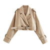 2024 Belt Cropped Trench Spring Jacket Women Vintage Streetwear Double Breasted Long Sleeve Top Female Coat Outfits - MAGUSTA BEAUTY