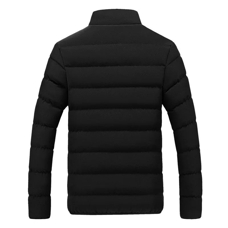 2024 Black New Men's Warm Jacket Cotton Padded Jacket Casual Sports Autumn Winter Men Standing Collar Warm Thick Parker Coat Jac - MAGUSTA BEAUTY