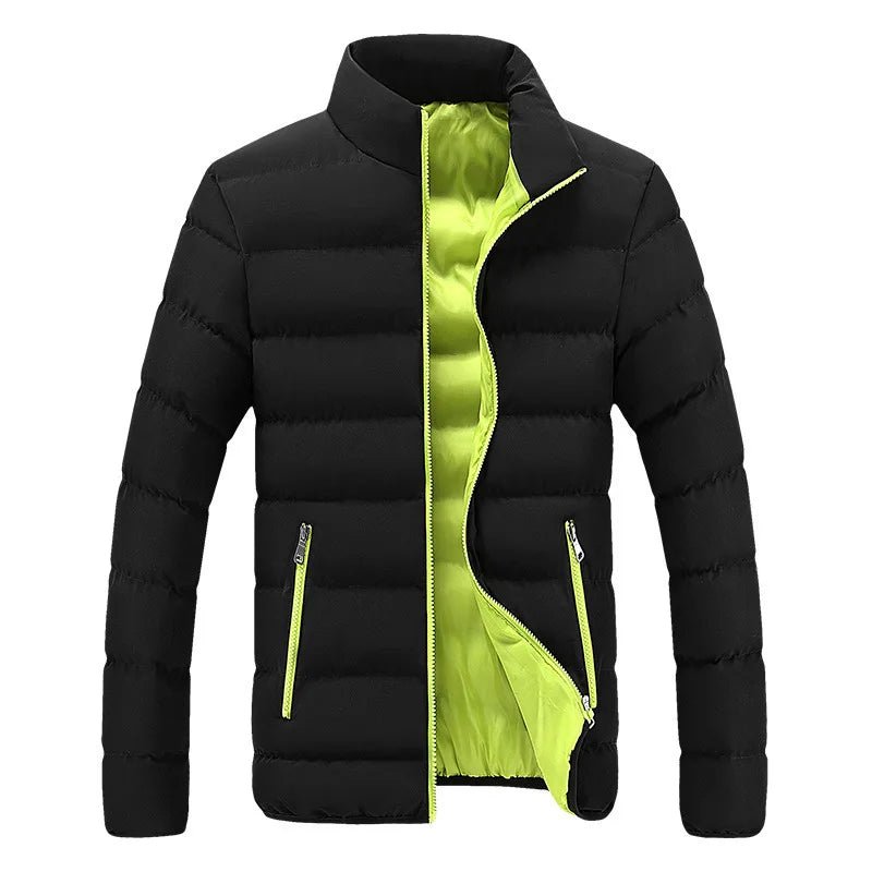 2024 Black New Men's Warm Jacket Cotton Padded Jacket Casual Sports Autumn Winter Men Standing Collar Warm Thick Parker Coat Jac - MAGUSTA BEAUTY