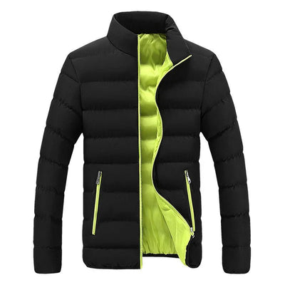 2024 Black New Men's Warm Jacket Cotton Padded Jacket Casual Sports Autumn Winter Men Standing Collar Warm Thick Parker Coat Jac - MAGUSTA BEAUTY