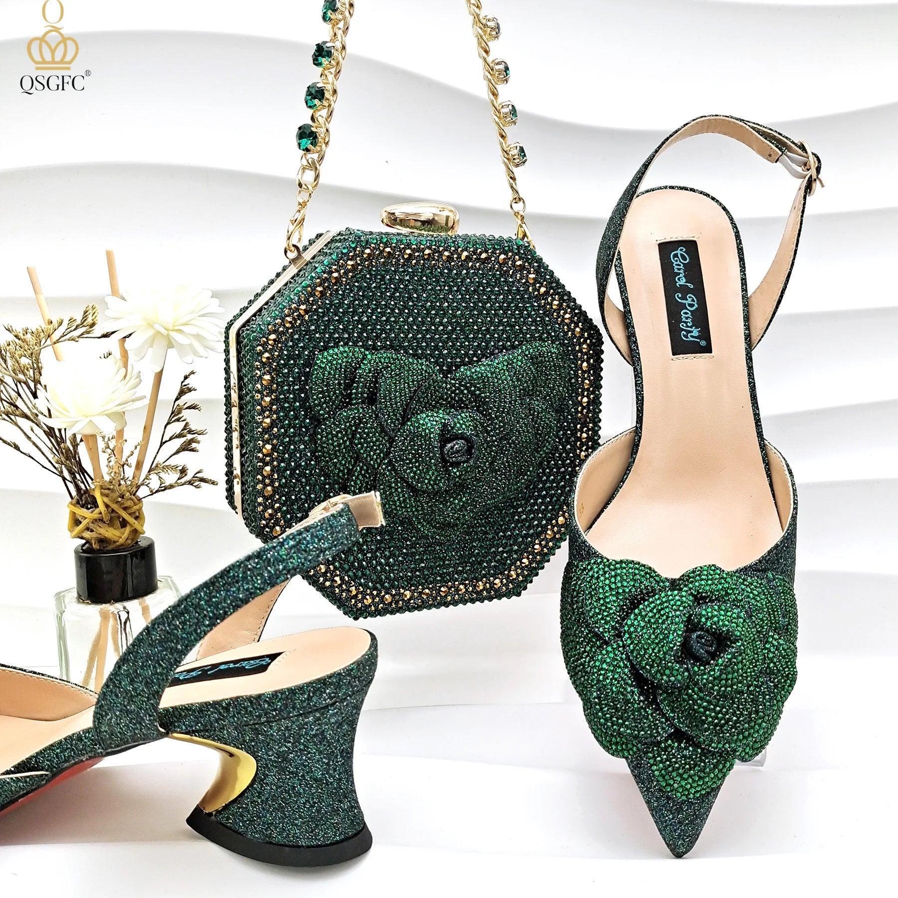 2024 Elegant Ladies Shoes with Bag Set Italian Design Evening Shoes with Bag Comfortable Pointed Toe Shoes For Party Women Shoes - MAGUSTA BEAUTY