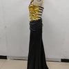 2024 New Arrival Women Gold Color Sexy Laced - up Tops 2 Pieces Bodycon Floor - Length Dress Celebrate Evening Party Prom Dress - MAGUSTA BEAUTY