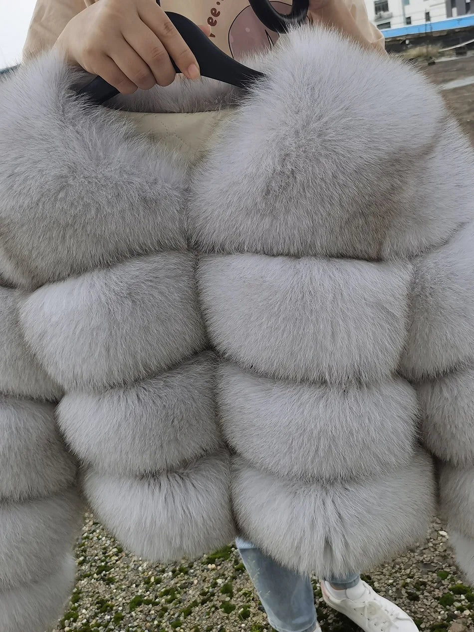 2025 MAOMAOKONG Natural Real Fox Fur Coat Women Winter Long Sleeve Luxury Raccoon Fur Jackets Thick Top Female Furry Coat Vest - MAGUSTA BEAUTY