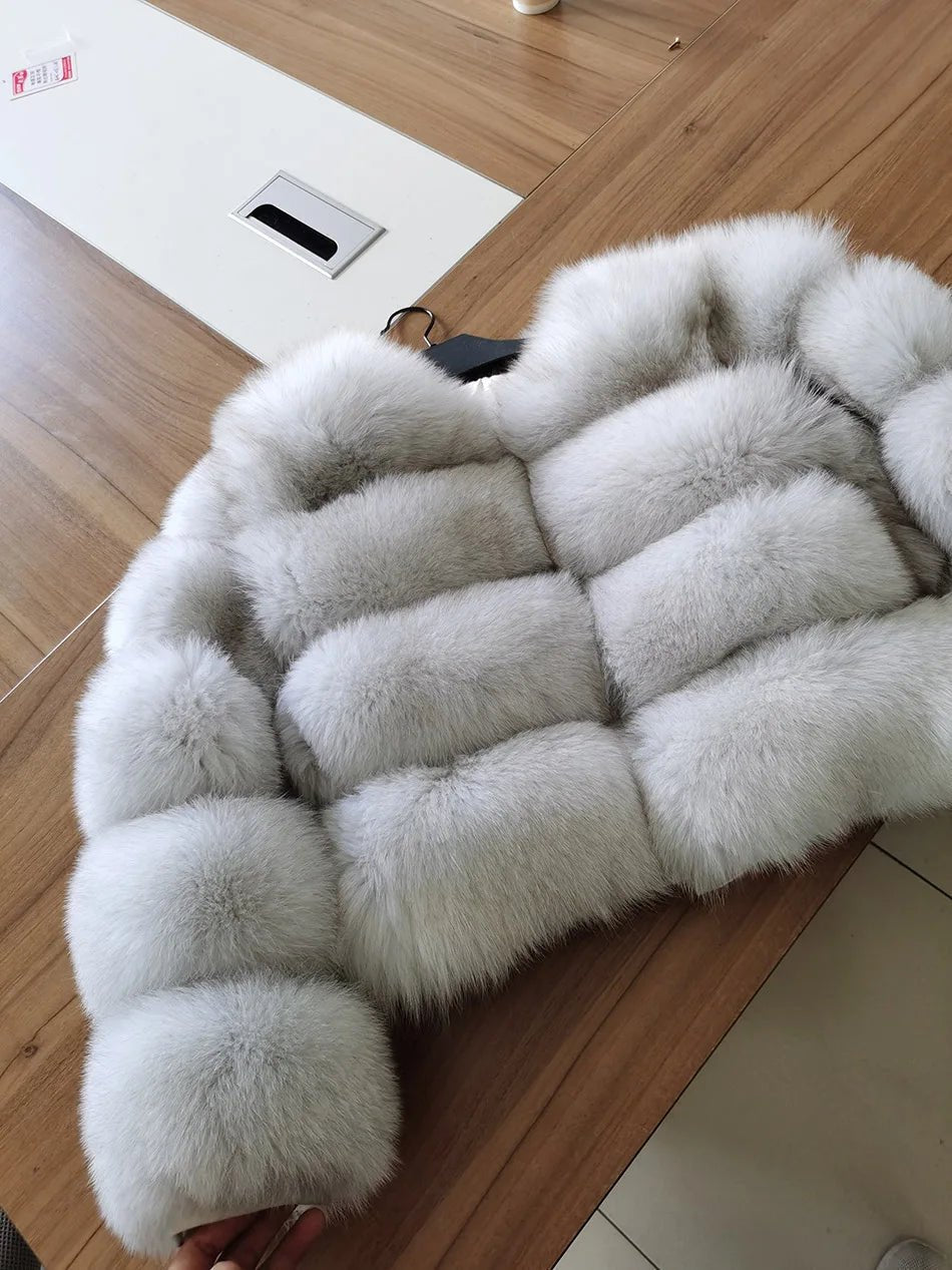 2025 MAOMAOKONG Natural Real Fox Fur Coat Women Winter Long Sleeve Luxury Raccoon Fur Jackets Thick Top Female Furry Coat Vest - MAGUSTA BEAUTY