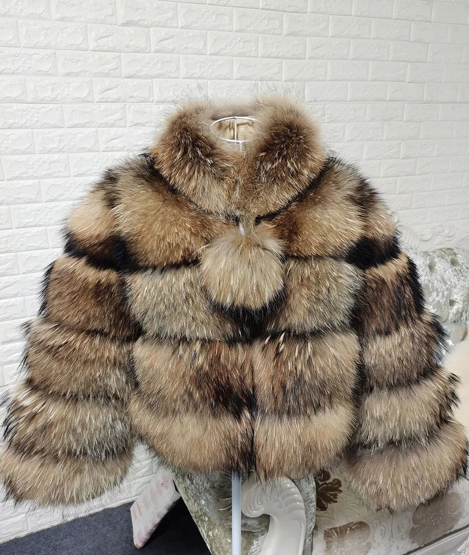 2025 MAOMAOKONG Natural Real Fox Fur Coat Women Winter Long Sleeve Luxury Raccoon Fur Jackets Thick Top Female Furry Coat Vest - MAGUSTA BEAUTY