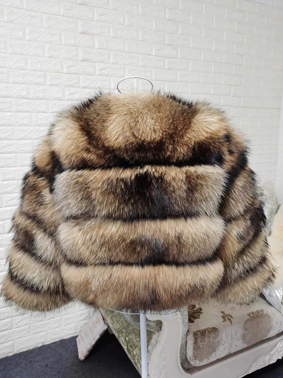 2025 MAOMAOKONG Natural Real Fox Fur Coat Women Winter Long Sleeve Luxury Raccoon Fur Jackets Thick Top Female Furry Coat Vest - MAGUSTA BEAUTY