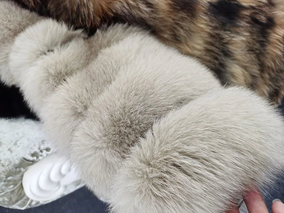 2025 MAOMAOKONG Natural Real Fox Fur Coat Women Winter Long Sleeve Luxury Raccoon Fur Jackets Thick Top Female Furry Coat Vest - MAGUSTA BEAUTY