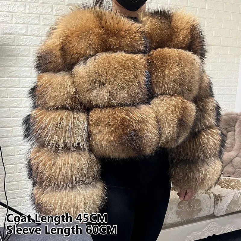 2025 MAOMAOKONG Natural Real Fox Fur Coat Women Winter Long Sleeve Luxury Raccoon Fur Jackets Thick Top Female Furry Coat Vest - MAGUSTA BEAUTY