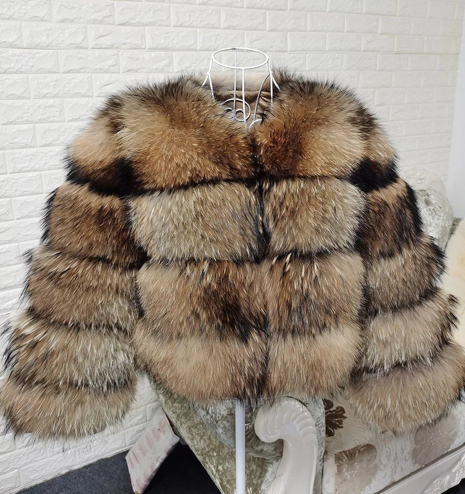 2025 MAOMAOKONG Natural Real Fox Fur Coat Women Winter Long Sleeve Luxury Raccoon Fur Jackets Thick Top Female Furry Coat Vest - MAGUSTA BEAUTY