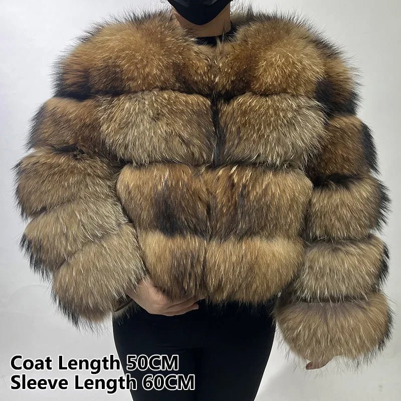 2025 MAOMAOKONG Natural Real Fox Fur Coat Women Winter Long Sleeve Luxury Raccoon Fur Jackets Thick Top Female Furry Coat Vest - MAGUSTA BEAUTY
