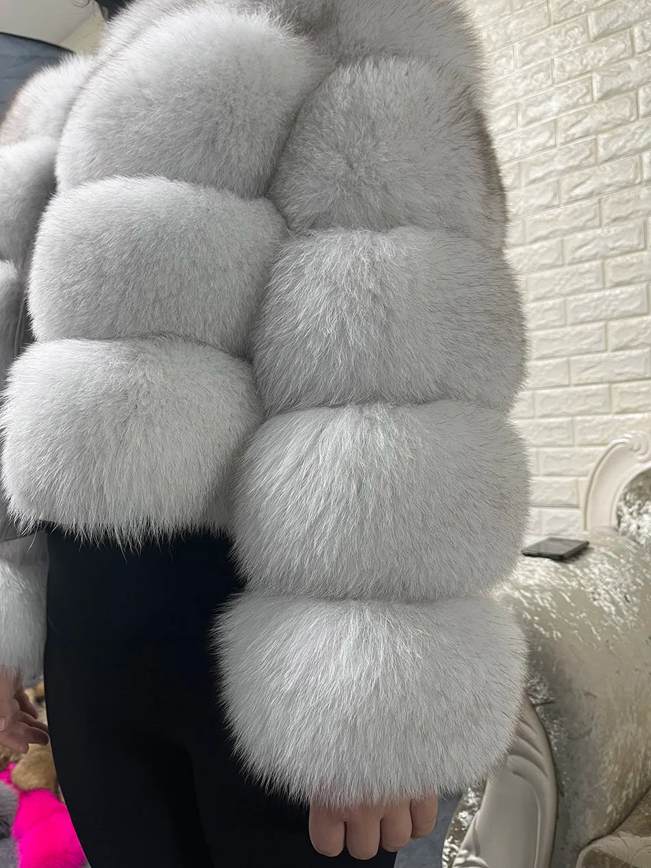 2025 MAOMAOKONG Natural Real Fox Fur Coat Women Winter Long Sleeve Luxury Raccoon Fur Jackets Thick Top Female Furry Coat Vest - MAGUSTA BEAUTY