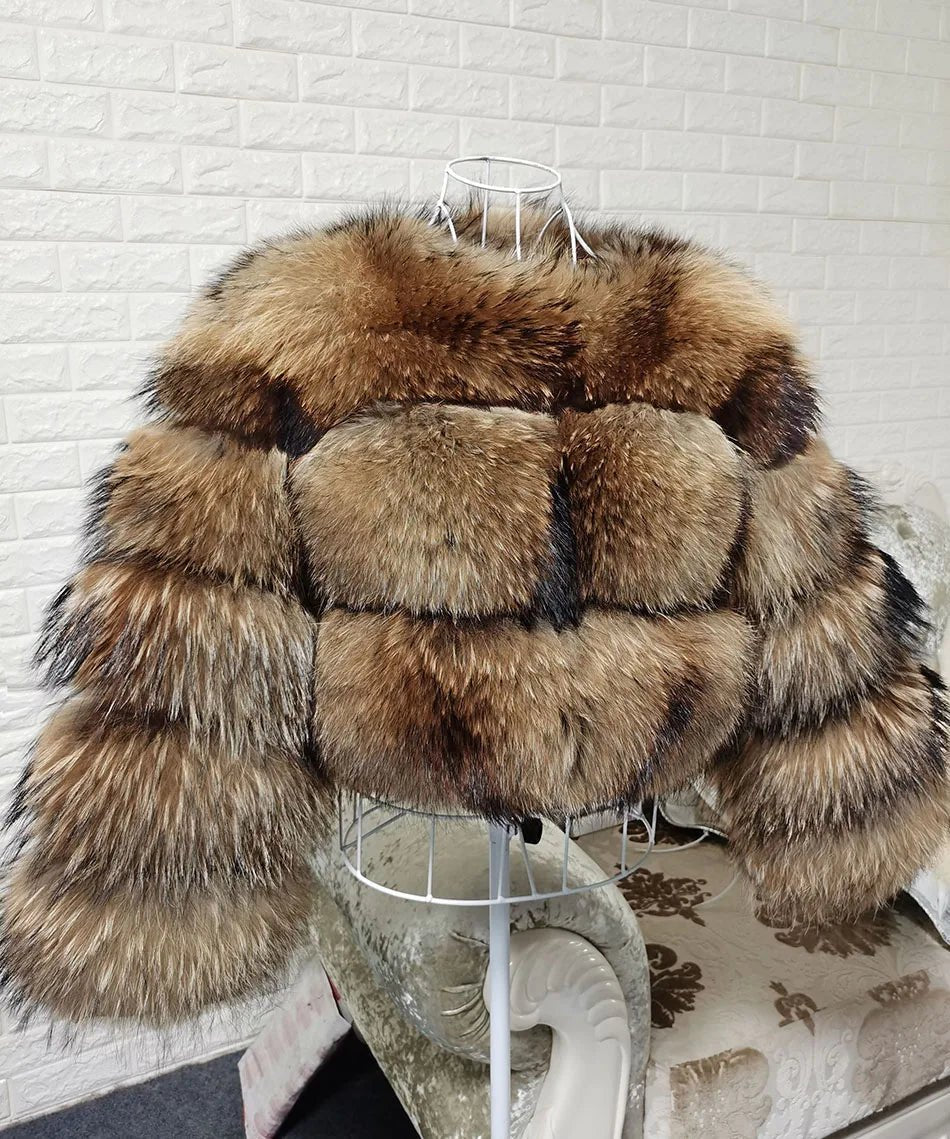 2025 MAOMAOKONG Natural Real Fox Fur Coat Women Winter Long Sleeve Luxury Raccoon Fur Jackets Thick Top Female Furry Coat Vest - MAGUSTA BEAUTY
