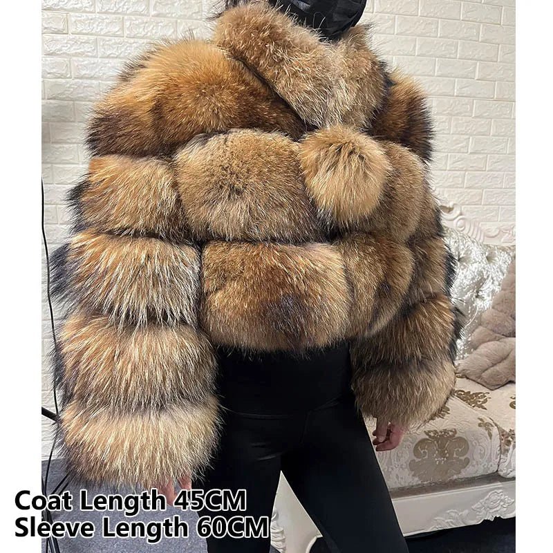 2025 MAOMAOKONG Natural Real Fox Fur Coat Women Winter Long Sleeve Luxury Raccoon Fur Jackets Thick Top Female Furry Coat Vest - MAGUSTA BEAUTY