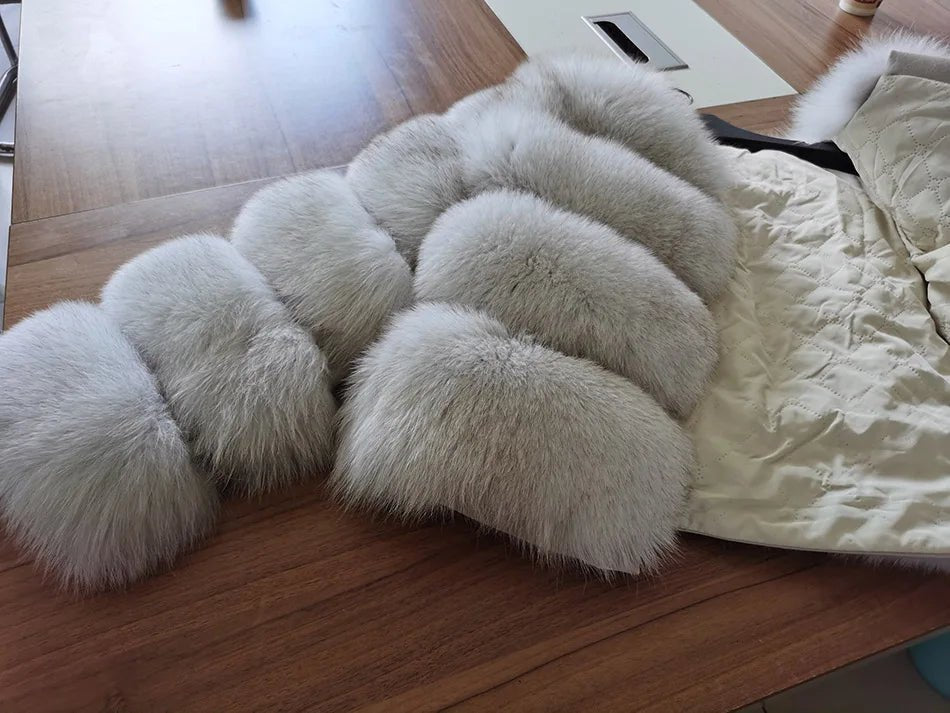 2025 MAOMAOKONG Natural Real Fox Fur Coat Women Winter Long Sleeve Luxury Raccoon Fur Jackets Thick Top Female Furry Coat Vest - MAGUSTA BEAUTY