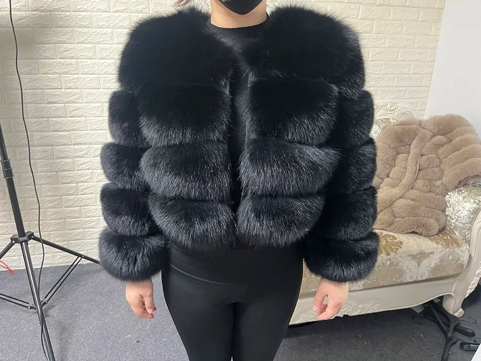 2025 MAOMAOKONG Natural Real Fox Fur Coat Women Winter Long Sleeve Luxury Raccoon Fur Jackets Thick Top Female Furry Coat Vest - MAGUSTA BEAUTY