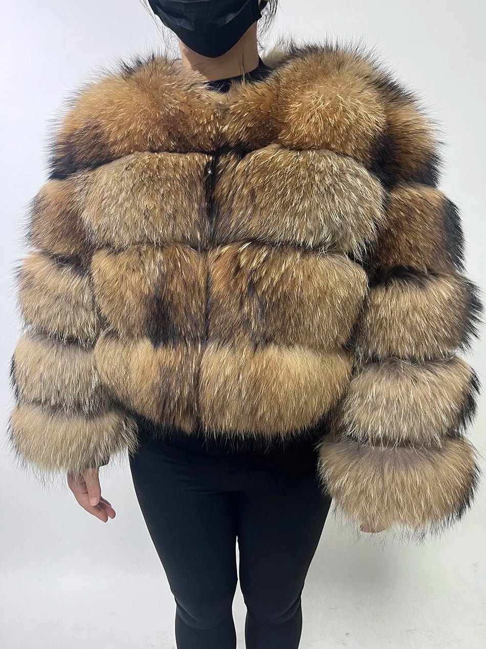2025 MAOMAOKONG Natural Real Fox Fur Coat Women Winter Long Sleeve Luxury Raccoon Fur Jackets Thick Top Female Furry Coat Vest - MAGUSTA BEAUTY