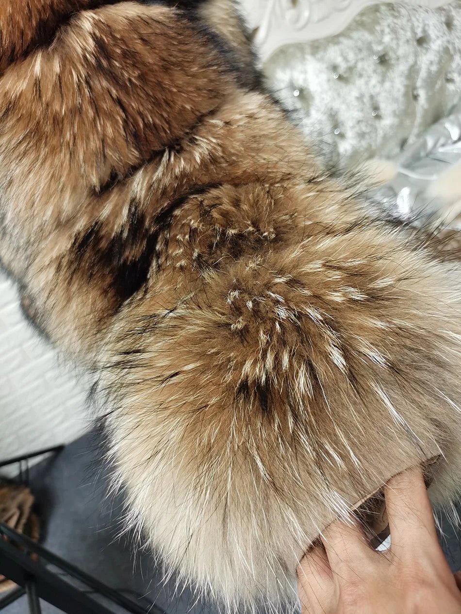 2025 MAOMAOKONG Natural Real Fox Fur Coat Women Winter Long Sleeve Luxury Raccoon Fur Jackets Thick Top Female Furry Coat Vest - MAGUSTA BEAUTY