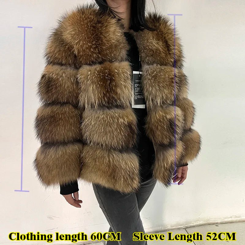 2025 MAOMAOKONG Natural Real Fox Fur Coat Women Winter Long Sleeve Luxury Raccoon Fur Jackets Thick Top Female Furry Coat Vest - MAGUSTA BEAUTY