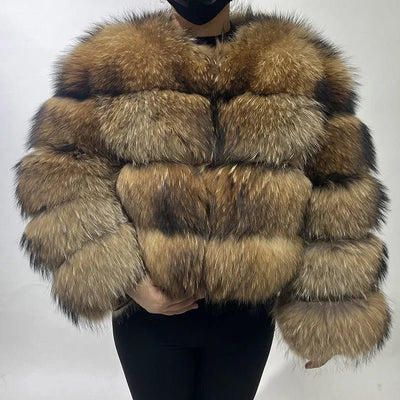 2025 MAOMAOKONG Natural Real Fox Fur Coat Women Winter Long Sleeve Luxury Raccoon Fur Jackets Thick Top Female Furry Coat Vest - MAGUSTA BEAUTY