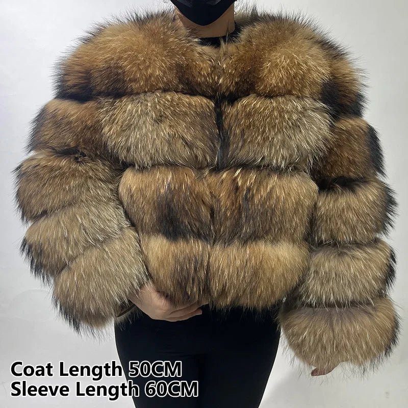 2025 MAOMAOKONG Natural Real Fox Fur Coat Women Winter Long Sleeve Luxury Raccoon Fur Jackets Thick Top Female Furry Coat Vest - MAGUSTA BEAUTY