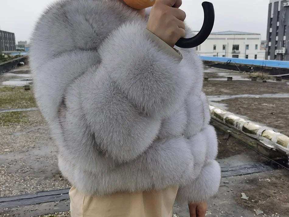 2025 MAOMAOKONG Natural Real Fox Fur Coat Women Winter Long Sleeve Luxury Raccoon Fur Jackets Thick Top Female Furry Coat Vest - MAGUSTA BEAUTY