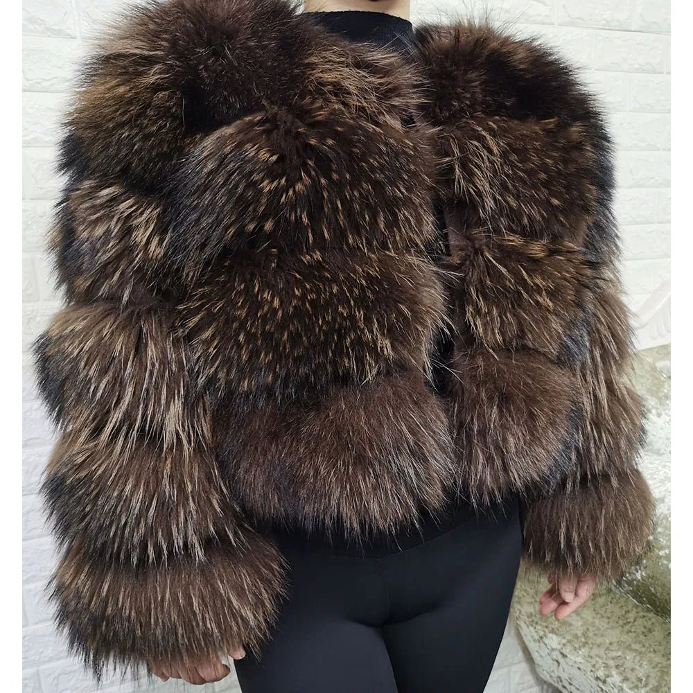 2025 MAOMAOKONG Natural Real Fox Fur Coat Women Winter Long Sleeve Luxury Raccoon Fur Jackets Thick Top Female Furry Coat Vest - MAGUSTA BEAUTY