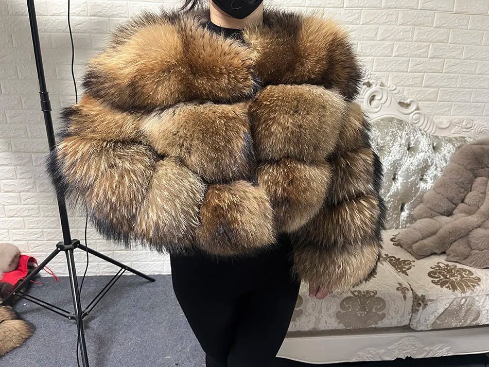 2025 MAOMAOKONG Natural Real Fox Fur Coat Women Winter Long Sleeve Luxury Raccoon Fur Jackets Thick Top Female Furry Coat Vest - MAGUSTA BEAUTY