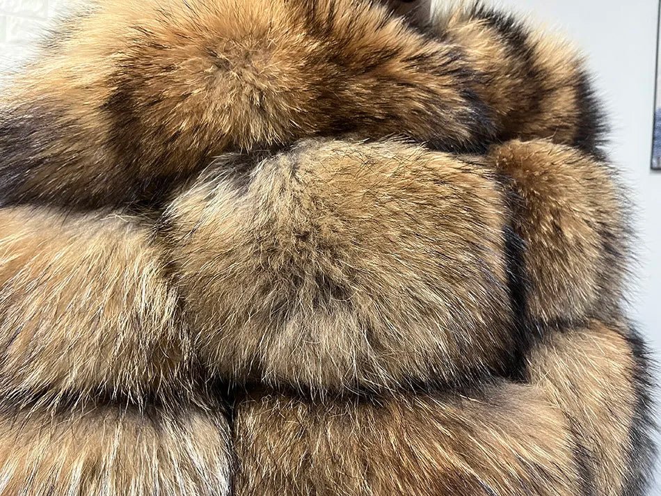 2025 MAOMAOKONG Natural Real Fox Fur Coat Women Winter Long Sleeve Luxury Raccoon Fur Jackets Thick Top Female Furry Coat Vest - MAGUSTA BEAUTY