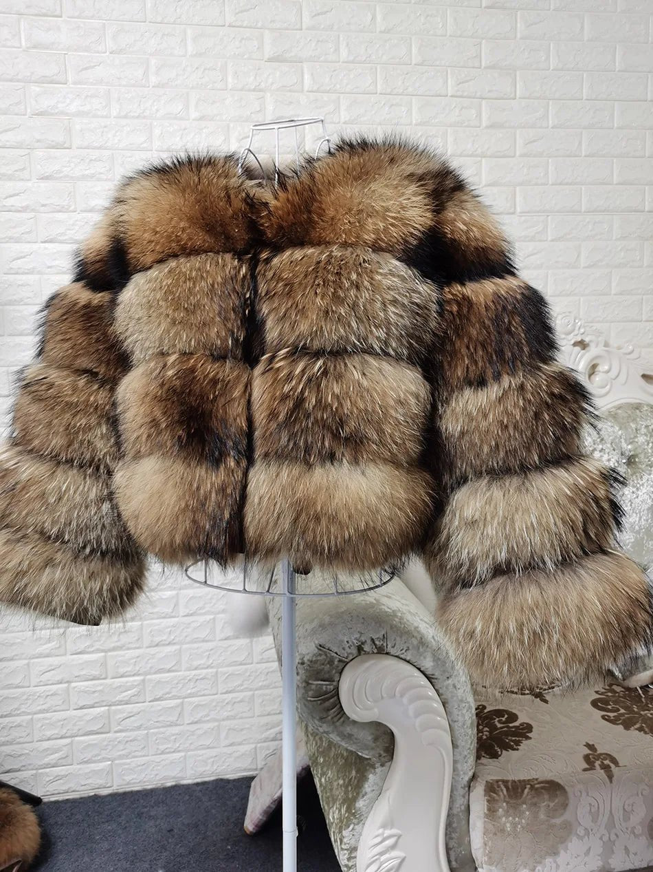 2025 MAOMAOKONG Natural Real Fox Fur Coat Women Winter Long Sleeve Luxury Raccoon Fur Jackets Thick Top Female Furry Coat Vest - MAGUSTA BEAUTY